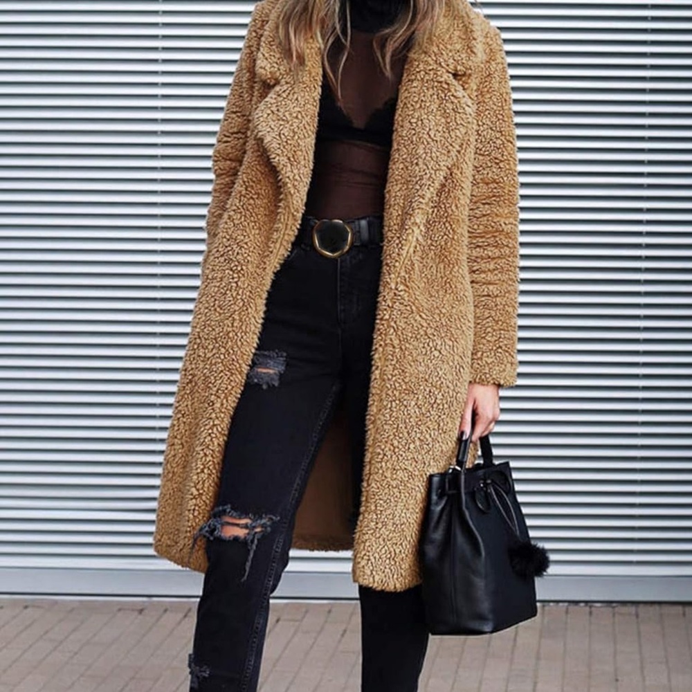 Cozy Tan Teddy Jacket for Women